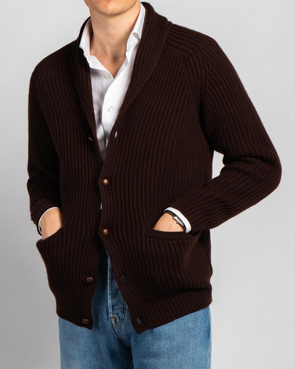 Heavy Ribbed 4Ply Cashmere Cardigan