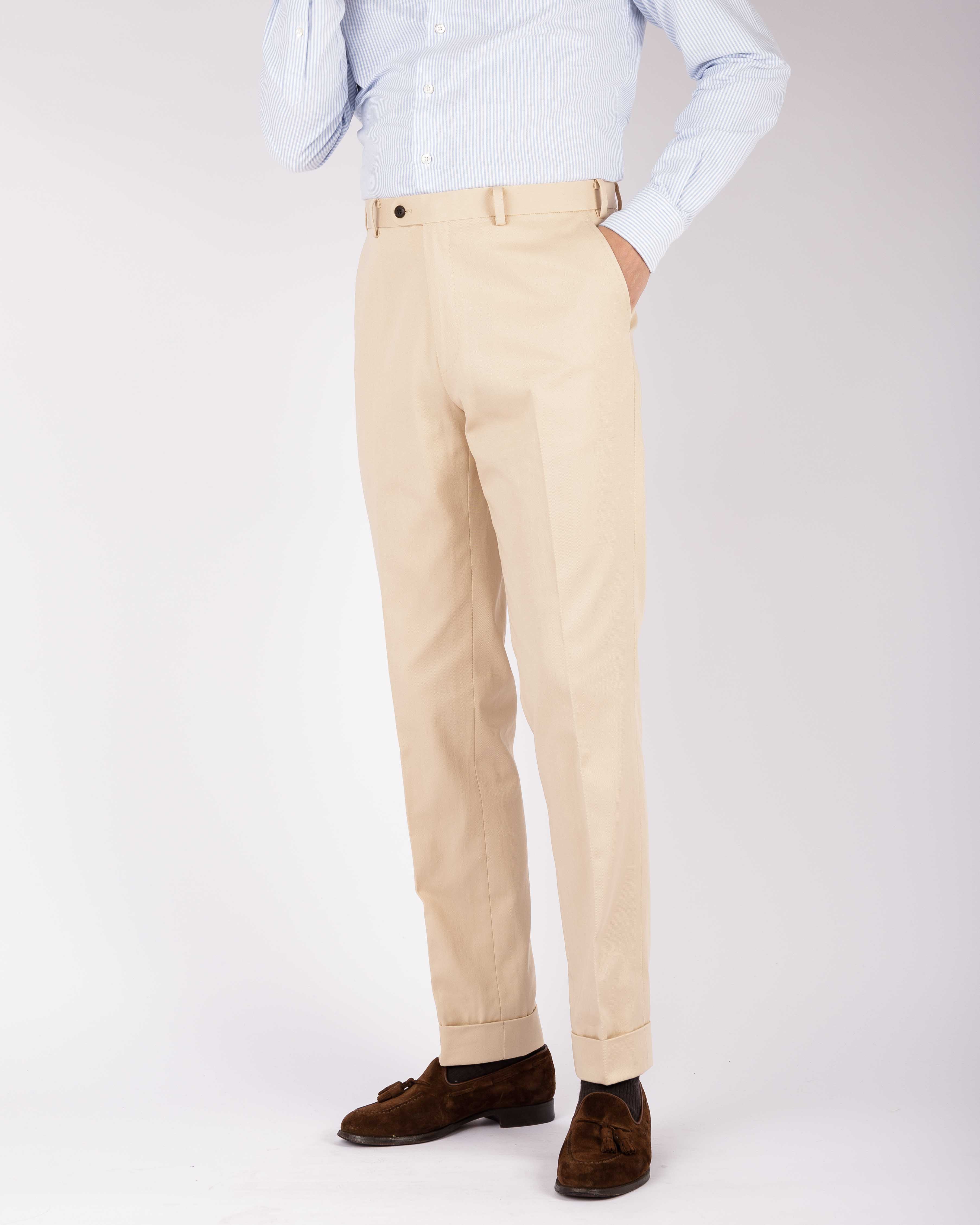 Buy Peter England Casuals Men Cream Formal Trousers Online