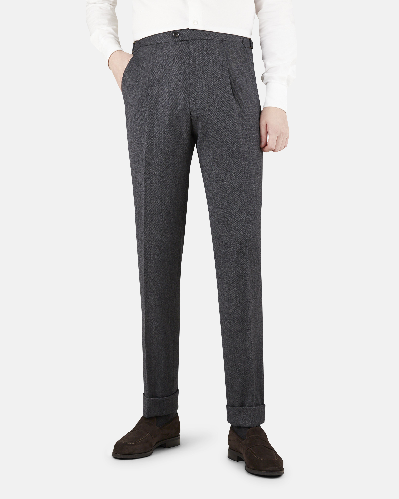 Mod 2 Single Pleat And Side Adjuster Whipcord Trousers
